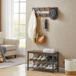 ZUN Coat Shoe Rack Bench Set,Entryway Shoe Rack Bench with Coat Hooks,Hall Tree Coat Rack 84468895