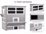 Wooden Outdoor Cat House, 3-Tier Multi-Level Layout with 5 Convenient Access Doors 50466086