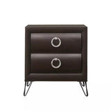 ZUN 2 Drawers Nightstand with Ring Pulls, Dark Merlot B016P256424