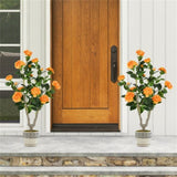 2 Pack Orange Artificial Camellia Tree with Blooming Flower 47174878