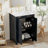 24x18x34 Inches Vintage Style Small Bathroom Vanity Combo with Ceramic Sink, 2 Soft-close Doors WF320828AAP