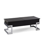 ZUN Black High Gloss and Chrome Coffee Table with Lift Top B062P181356