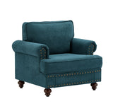 Modern Sofa for Living Room,38"Green Chenille Sofa Couch, Sectional Love Seat Sofa Couch with Brown W1708135965