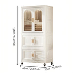 ZUN 25.59" Side Wide Folding Wardrobe , 25.59"×15.75"×57.09", with Magnetic Door, Plastic Storage 48599802