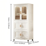 ZUN 25.59" Side Wide Folding Wardrobe , 25.59"×15.75"×57.09", with Magnetic Door, Plastic Storage 48599802