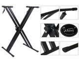 Dual-tube X-Shape Keyboard Stand Adjustable Folding Piano Bench Stool Seat Black 85173138