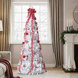 7 FT Fully Decorated Pre-lit Christmas Tree, Pop Up Artificial Xmas Tree with 170 Warm Lights and 98384148