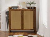 42.5" Tall Rattan Shoe Cabinet with Doors, 6-Tier Wooden Freestanding Shoe Storage Organizer with 98014066