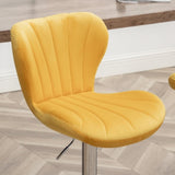ZUN Ellston Upholstered Adjustable Swivel Barstools in Yellow, Set of 2 T2574P165087