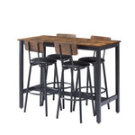 ZUN Bar Table Set with 4 Bar stools PU Soft seat with backrest, Rustic Brown, 47.24'' L x 23.62'' W x 95674691