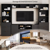 ZUN 4-Piece Entertainment Wall Unit with 13 shelves,8 Drawers and 2 Cabinets, Multifunctional TV Stand 52776988