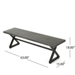 ZUN Outdoor Aluminum Dining Bench with Steel Frame, Grey / Black 61625.00BGRYMP1