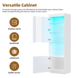 ON-TREND High Gloss Storage Cabinet with LED Lights, 67" Tall Pantry Cabinet with Acrylic Door, N721P192842K