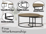 Nesting Coffee Table Set of 2, 27.6inch Round Coffee Table Industrial Wood Finish with Sturdy Metal 47776106