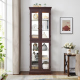 ZUN Lighted Glass Curio Display Cabinet,Display Cabinet,Glass Storage Cabinet Glass Wine cabinet Wood W2275P199810