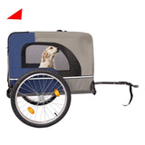 ZUN Dog Bike Trailer, Breathable Mesh Dog Cart with 3 Entrances, Safety Flag, 8 Reflectors, Folding Pet 92880947