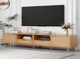 Rattan TV Stand for TVs up to 85'', Modern Farmhouse Media Console, Entertainment Center with Solid WF316678AAP
