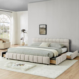 King Size Upholstered Bed ,comfortable upholstered bed frame, Chenille fabric, with headboard and W487P235315