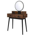 ZUN Vanity Set with Touch Screen Lighted Mirror, Makeup Table with Cushioned Stool, 4 Drawers, Rustic 43837694