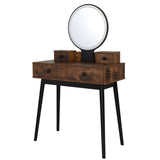 ZUN Vanity Set with Touch Screen Lighted Mirror, Makeup Table with Cushioned Stool, 4 Drawers, Rustic 43837694