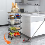 5 Tier Fruit Basket for Kitchen Organizers and Storage, Stackable Metal Wire Basket Stand Cart with 24612789