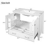 36" White Bathroom Vanity with Ceramic Sink, Soft-Close Doors, Double Storage Shelves & Divided N729P276609K