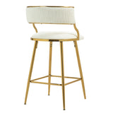 (SET of 2) 26'' Counter height bar stools Corduroy kitchen island counter bar stool with back,golden W2215P195291