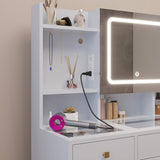 Pitted Particleboard With Triamine Coating, Tempered Glass Table Top, 5 Drawers, With Shelves, With 56813824