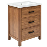 24'' Bathroom Vanity with Ceramic Basin Sink, Modern Bathroom Storage Cabinet with 3 Drawers, N710P243315P