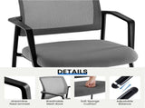 1 Pack Mesh Back Stacking Arm Chairs, Guest Reception Chairs, Ergonomic Office Chair with Armrests, 44280197