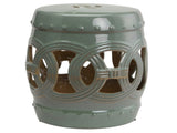 Green 14" x 17" Glazed Outdoor Garden Double-Coin Knotted Ring Design Ceramic Decorative 58217331