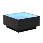 ZUN ON-TREND Square High Glossy Coffee Table with 16-color LED Strip Lights, Modern Center Table with N721P191980B