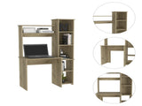 Light Oak 6-Shelf Writing Desk with Built-in Bookcase B06280289
