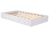 Twin Size Platform Storage Bed with 3 Drawers,White WF193634AAK