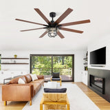 ZUN Modern 66 Inch Ceiling Fan With 6 Speed Wind 8 Blades Remote Control Reversible DC Motor With Light W934P189487