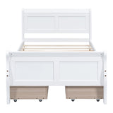 Twin Size Wood Platform Bed with 4 Drawers and Streamlined Headboard & Footboard, White WF308630AAK