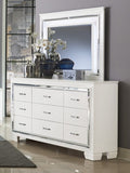 ZUN White Finish Dresser Bold Design 9 Drawers Glamorous Faux-Alligator Textured Fronts Wooden Bedroom B011134416