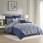 ZUN Full/Queen 7 Piece Flocking Comforter Set with Euro Shams and Throw Pillows B035128899