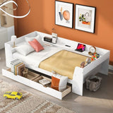 Twin Size Daybed with Shelves, Drawers and Built-In Charging Station, White WF306024AAK