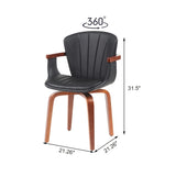 Mid-Century Modern Bentwood Swivel Dining Chairs Heat-Pressed PU Leather Accent Chairs N842P290039B