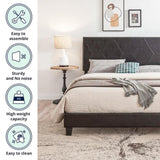 Queen Size Upholstered Platform Bed Frame ,Wood Slat Support, Easy Assembly,Black, PU W2297P284541