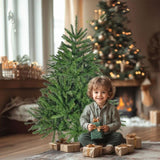 ZUN 4.5 Ft Artificial Christmas, Premium Hinged Spruce with Metal Stand, 663 Tips Full Xmas 18866850