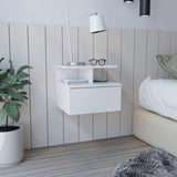 Adele Floating Nightstand , End Table, Side Table Drawer, Open Top Shelves -White B20092133