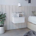 ZUN Adele Floating Nightstand , End Table, Side Table Drawer, Open Top Shelves -White B20092133