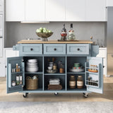 Kitchen Cart with Rubber wood Drop-Leaf Countertop ,Cabinet door internal storage racks,Kitchen WF298028AAN