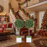 2PCS Set Artificial Tree Fake Plants Natural Boxwood Topiary Balls with 114 PE Leaves Tree Indoor 65465292