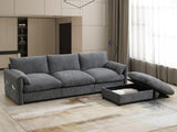 96.5'' Chenille Sectional Sofa with Storage Ottoman and Pockets,Adjustable Phone Holder,Wide,4 61135243