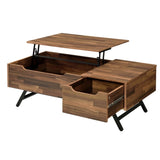 ZUN Walnut 1-Drawer Coffee Table with Lift Top B062P209120