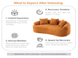 LY-025S Curved Loveseat Orange Full Compression Sponge Sofa, 30D Chenille No-Assembly Compact Sofa W2231P261292