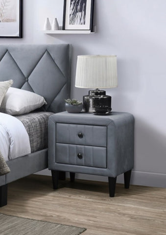 ZUN Grey Color Velvet Gorgeous 1pc Nightstand Bedside Table 2x Drawers Bedroom Furniture Sleek Design B011P190167